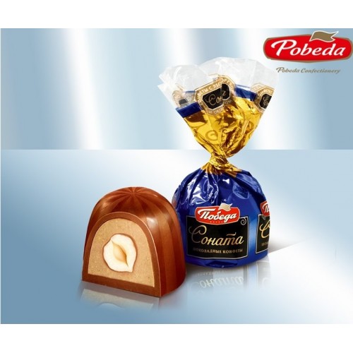 Молочно-шоколадная конфета "Соната", с цельным лесным орехом и ореховым кремом 300g